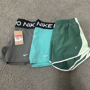 Nike Shorts Trio - Gray, Teal, Green